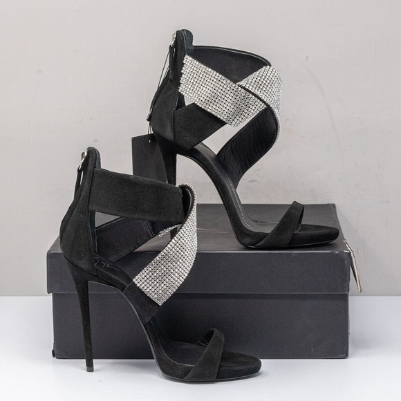 Giuseppe Zanotti Ella Crystal Suede Sandal Heels Size 35 (5 US) - Picture 2 of 8